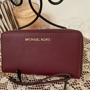 Michael Kors Plum Wallet with Gold Accents